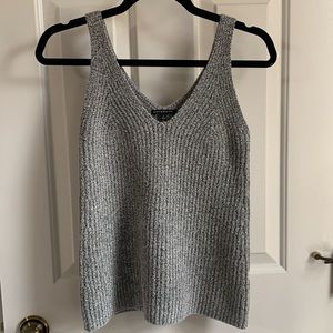 Gray V-Nick Sweater Tank Small